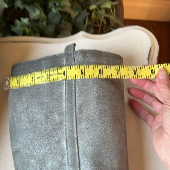 Nordstrom Gray Heeled Knee-High Leather Suede Boots Size 8 M - Picture 9 of 14